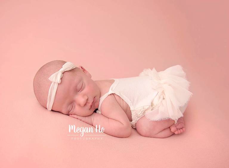cute tushie up pose with dainty tutu in sweet baby girl newborn session