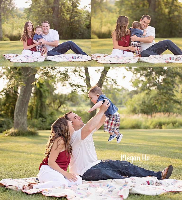 fun family session in new Hampshire summer night at sunset
