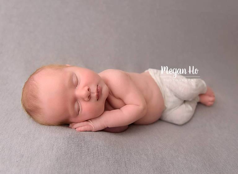 southern nh newborn session little boy in gray pants sleeping