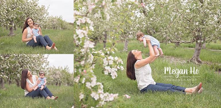 londonderry nh apple blossom spring session mom and baby girl