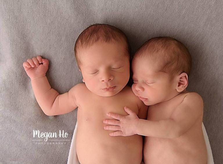 new hampshire newborn session twin boys snuggling sweetly
