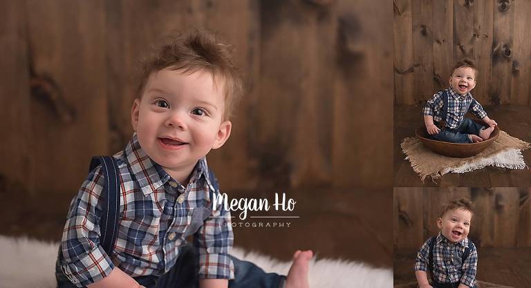little boy in plaid shirt in nh milestone session