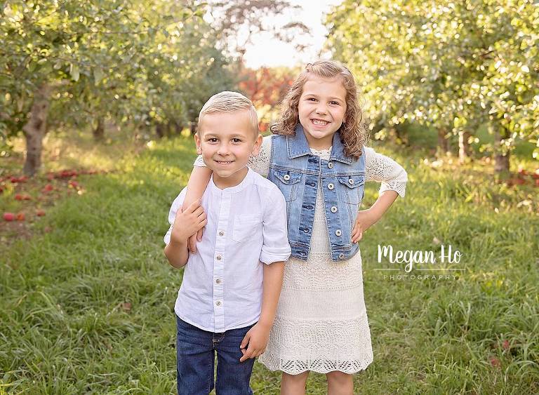 adorable brother and sister in Londonderry nh apple orchard