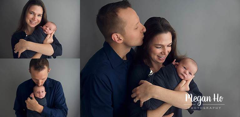 mom and dad loving on their newborn baby boy in New Hampshire studio session