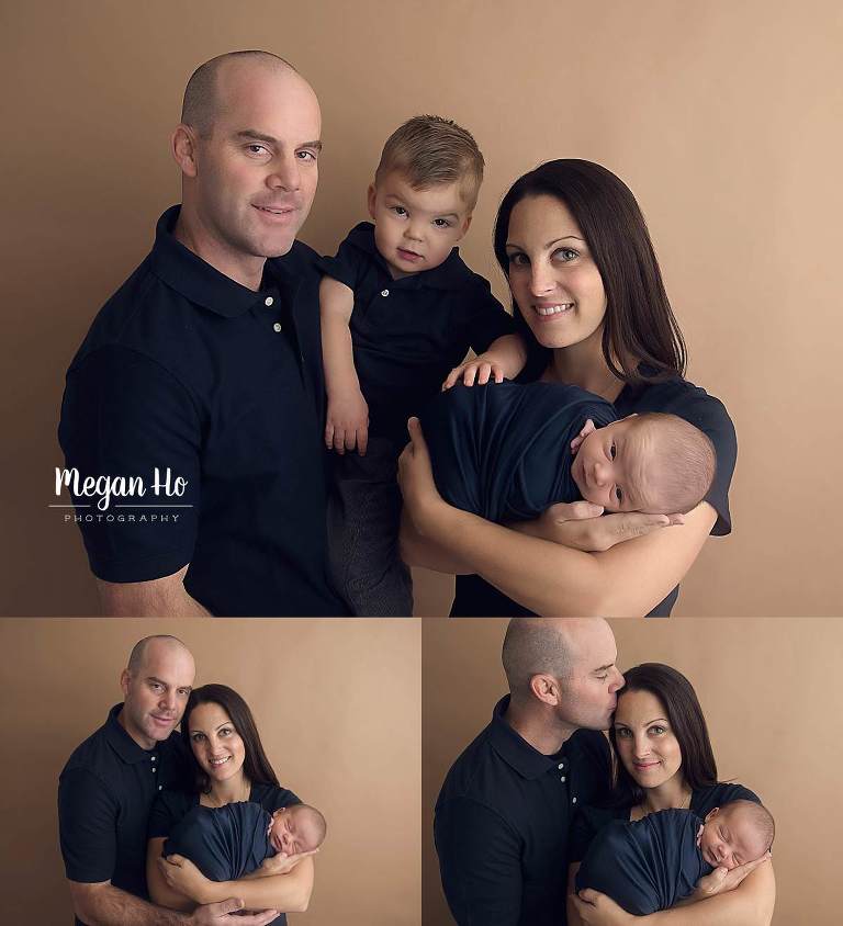 new family of four in newborn studio session southern new hampshire