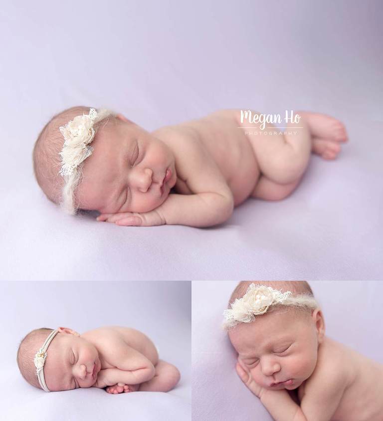 beautiful girl sleeping on side with head on hands in nh studio