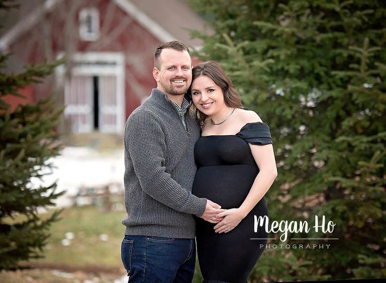 new Hampshire maternity photos black dress with husband